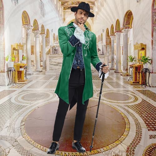 Men Medieval Steampunk Tailcoat Jacket Gothic Victorian Frock Coat Uniform Halloween Party Cosplay Gentleman Costumes