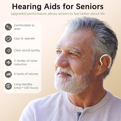 Hearing Aids for Seniors with Hearing Loss - Invisible Hearing Amplifiers for Adults with Noise Cancelingand Volume Control Comfort In-ear Hearing Devices (black)