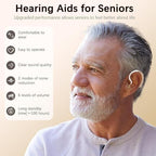 Hearing Aids for Seniors with Hearing Loss - Invisible Hearing Amplifiers for Adults with Noise Cancelingand Volume Control Comfort In-ear Hearing Devices (black)