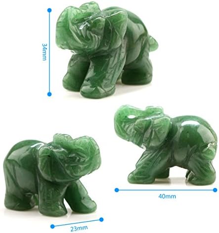 Mix 12pcs Elephant Gemstone Figurines Hand Carved Pocket Statue Healing Crystals Good Luck for Home Decor 1.5 inches
