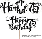 Rsstarxi 1 Pack Happy 75th Birthday Cake Topper Glitter Number 75 Seventy Five Years Old Birthday Cake Pick Decoration for Celebrating 75th Birthday Anniversary Party Supplies Black