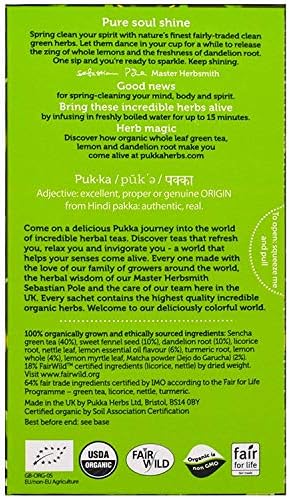 Pukka Organic Herbal Tea Clean Matcha Green 20 Tea Bags