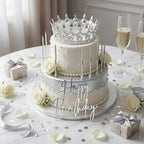 Highergo 8 Pcs Queen Crown Cake Topper Silver Rhinestone Crystal Tiara Birthday Cake Decoration for Women Princess Queen Wedding Party Photo Props