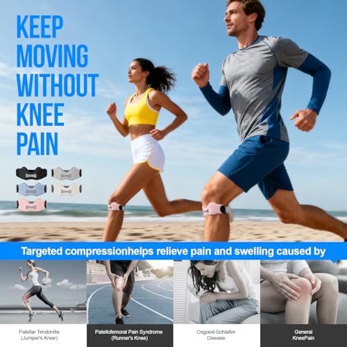 GOUNOD Patellar Tendon Support Strap 2 Pack,Silicone Knee Strap for Knee Pain Relief,Patella Band for Basketball, Jumpers Knee, Tendonitis, Running, Hiking, Soccer, Osgood Schlatter (Pink)