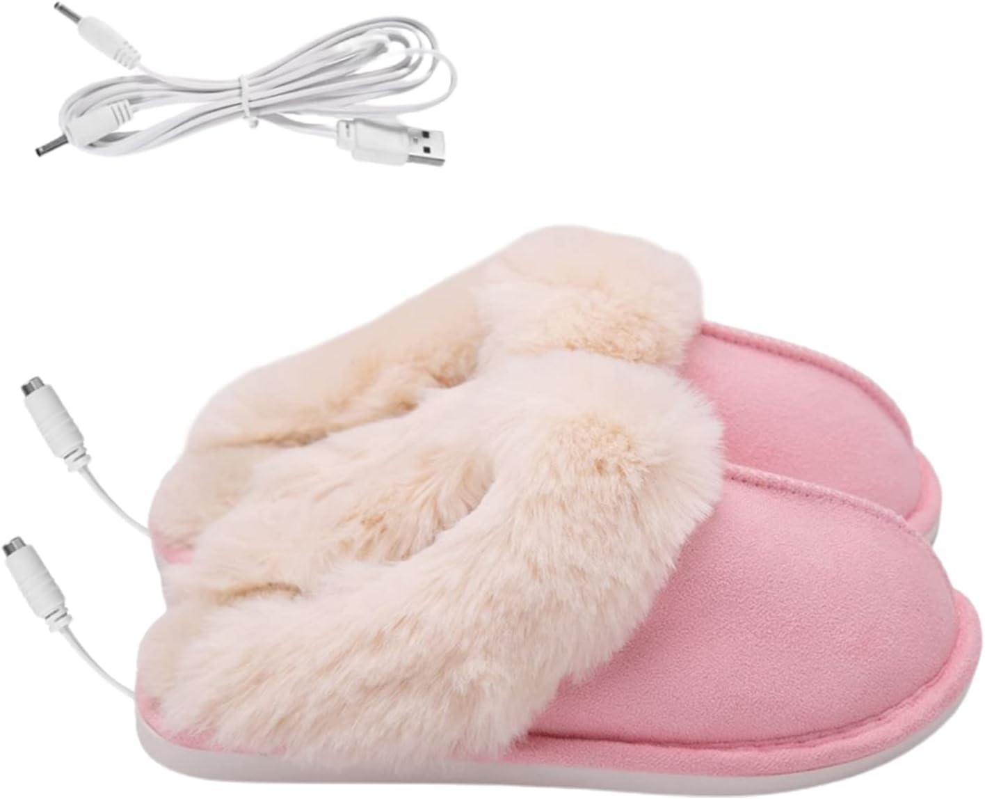 FQQWEE USB Heated Plush Slippers - Foot Warmer Shoes for Women, Washable, Thick Plush, Heating Foot Heater House Slippers to Keep Feet Warm