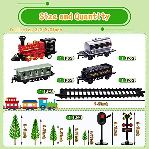 MEMOVAN Train Cake Toppers 13pcs Train Cake Decorations Mini Trains Toy Traffic Track Railway Lights Cake Topper Decorations for Boy's Kids Steam Trains Theme Birthday Party Supplies