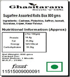 Ghasitaram Gifts Diwali Gifts Sugarfree Sweets - Assorted Rolls Box 800 GMS