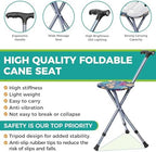 Folding Cane with Seat,Adjustable Walking Stick for Seniors,Lightweight Walking Cane with LED Light,Height Adjustment Cane Seat,Portable Cane Chair,Sturdy Crutches Stool,Supports up to 250 lbs