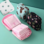 1PC Sanitary Napkin Storage Bags, Reusable Tampon Organizer Pouch With Zipper, Portable Sanitary Bags for Feminine Products, Washable Multi-Function Travel Storage Pouch (Beige Cactus)