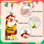 100 PCS Christmas Cellophane Treat Bags(5x11 Inch) with Tie, Plastic Christmas Bags for Candy Goodie Goody Cookie Gift Wrap Xmas Santa Pouches Frozen Winter Holiday Party Favors Supplies Decorations