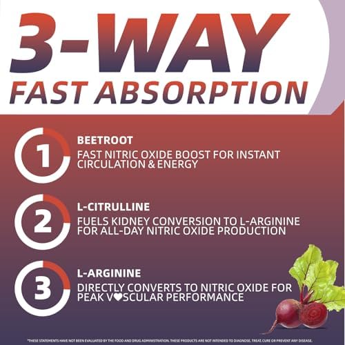 Nitric Oxide Supplement - Beet Root Powder with L-Citrulline & L-Arginine, Nitric Oxide Supplements for Men Women with Beetroot, Supports Energy, Heart Health, BlackBerry Lemon Flavor, 35-Day Supply