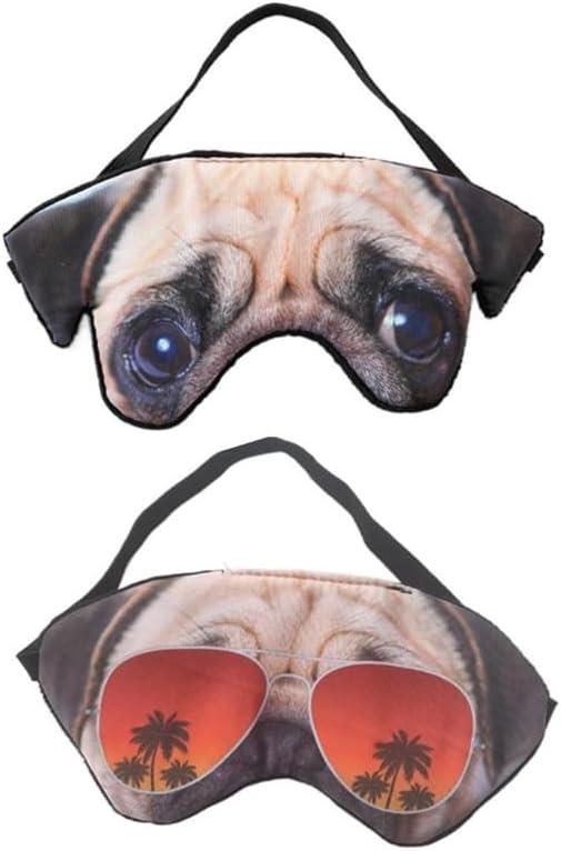 3D Cute Animal Funny Sleep Eye Mask for Men Women, Soft Plush Cat Dog Blindfold Sleeping Mask for Plane Travel Yoga Office Snap Nap Eye Cover Eyeshade (2 Pack)