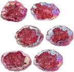 SUNYIK Natural Rainbow Titanium Coated Quartz Geode Quartz Crystal Cluster Specimen for Home Office Decoration Reiki Healing Meditation, 10-35g(0.02-0.08lb), Red AB Crystal