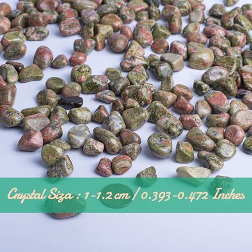 Polished Unakite Crystal Set, 0.4", 128 Pcs - Handpicked Tumbled Stones and Crystals Bulk for Healing, Reiki, Meditation, Witchcraft and Home Decor