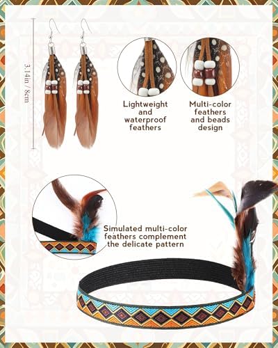 Foaincore 5 Pcs Native Princess Costume Set Aboriginal Dress Outfit for Halloween Cosplay Women