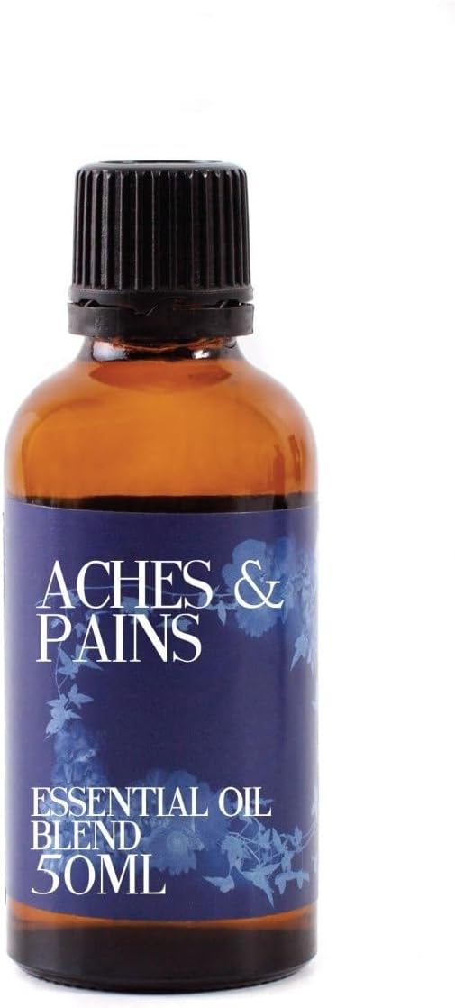 Mystix London | Aches and Pains Pure & Natural Essential Oil Blend 50ml - for Diffusers, Aromatherapy & Massage Blends | Perfect as a Gift | Vegan, GMO Free