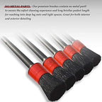 Detailing Brush Set -5 Different Sizes Premium Natural Boar Hair Mixed Fiber Plastic Handle Automotive Detail Brushes for Cleaning Wheels, Engine, Interior, Air Vents, Car, Motorcy