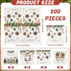 Fulmoon Christmas Cocktail Paper Napkins Disposable 2 Ply Santa Beverage Napkins Decoupage Xmas Tree Towel for Christmas Party Dinner Table Supplies(200 Pcs,Elegant Style)
