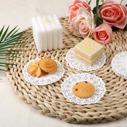 Paper Doilies, 200 Pcs 3.5 Inch Lace Doilies Paper Round Disposable Placemats White-Doilies for Tables Dessert Trays Party Craft Wedding Birthday Cakes Tableware Decorations