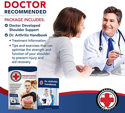Dr. Arthritis Doctor Developed Shoulder Brace for Pain Relief & Recovery - Left Right Shoulder Brace - for Women Men, with Handbook (Black)