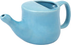 Ceramic Neti Pot, SPILL PROOF with 5 Sachet Neti Salt - Sky Blue Color, Holds 250 ML (8.4 FL Oz)