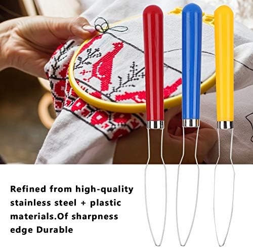 6PCs Button Hook Helper, Steel Wire Loop Button Hook with Wooden Handle Button Assist Device