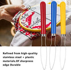 6PCs Button Hook Helper, Steel Wire Loop Button Hook with Wooden Handle Button Assist Device
