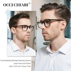 OCCI CHIARI XL Reading Glasses Men Large head Comfortable Readers 1.0 1.25 1.5 1.75 2.0 2.25 2.5 2.75 3.0 3.5 4.0 5.0 6.0(2.75x Black)