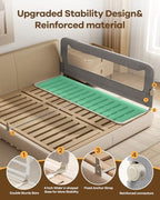Foldable Bed Rail for Toddlers, 71in Reinforced Carbon Steel Frame&Connectors, Breathable Cationic Fabric - Safety Toddler Bed Rails for Queen, King, Twin, Full, No-Tool Setup.