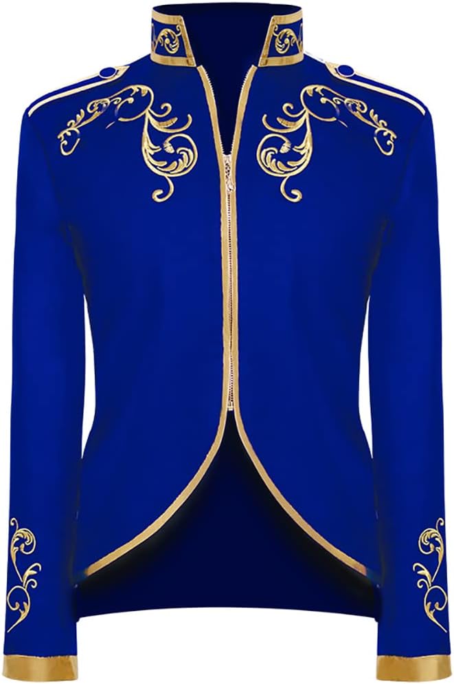 IWEMEK Men Prince Charming Costume Palace Prince Gold Embroidered Jacket Suit Court Uniform Cosplay Officer Medieval Costume