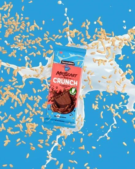 Feastables Milk Chocolate Crunch Bars - Made with Grass-Fed Milk Chocolate and Organic Cocoa. Only 6 Ingredients, 10 Count