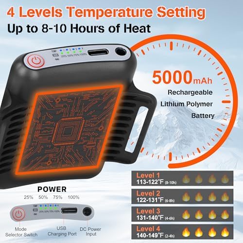 Heated Insoles Rechargeable, 5000 mAh Battery with APP Control, Foot Warmers with 4 Heating Levels for Men and Women, Skiing, Outdoor Winter Use, Washable and Trimmable