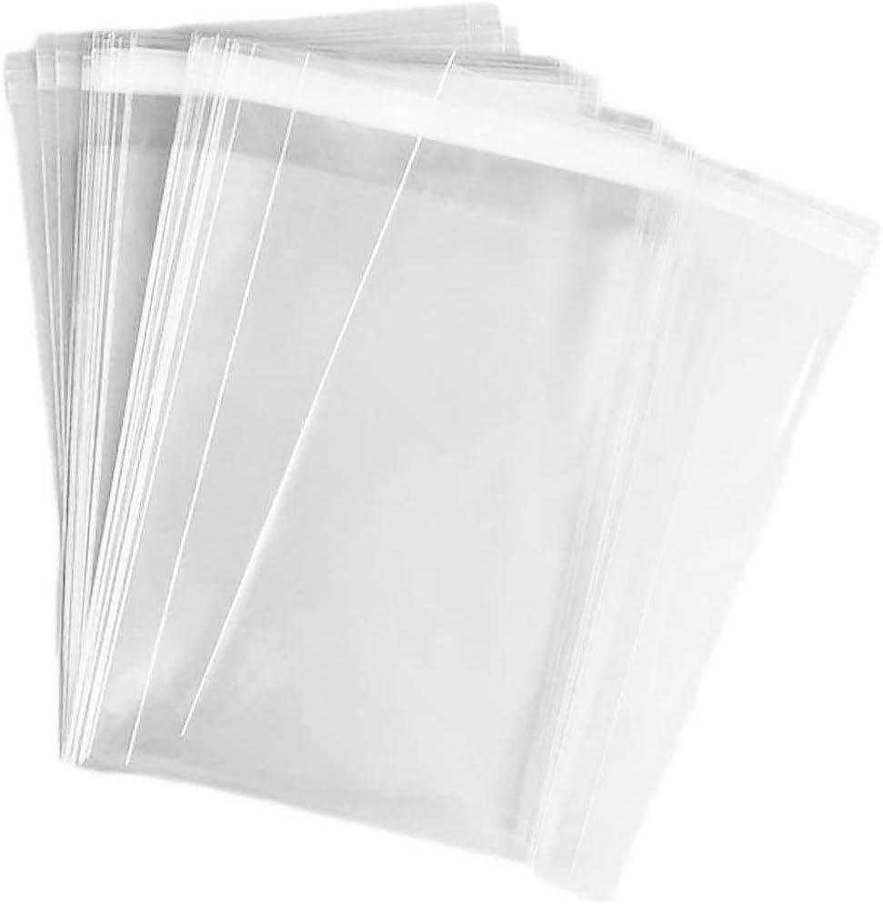Nobranded 100 pcs Clear 5" x 7" Self Seal Cello Cellophane Bags Resealable Poly Bags 2.8 mils for Cookie, Candy, Gift Bakery, Prints, Photos, Cards & Envelopes, Party Decorative