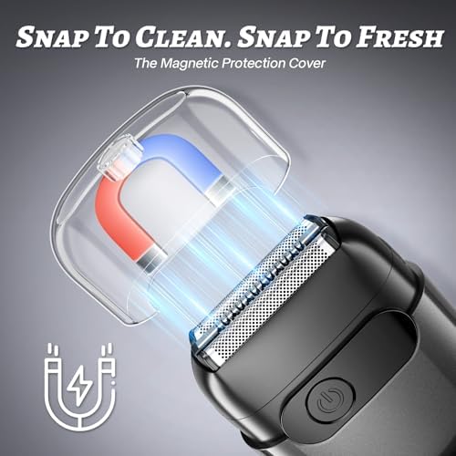 Electric Foil Shaver for Men,Compact 3D Floating Shaving Heads, Electric Razor for Men,IPX8 Waterproof, USB-C Fast Energy, 90-Min Runtime,LED Info Display, Wet/Dry Adaptability, Travel Lock Deep Gray