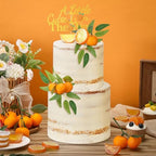 Soulchen 15 Pcs Little Cutie Is on the Way Cake Topper Set Glitter Orange Cake Topper and Simulation Citrus Decorations for Citrus Birthday Party Gender Reveal Fruit Party Supplies