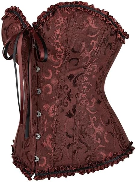 Moonight Corsets for Women Renaissance Floral Lace up Boned Overbust Corset Bustier Shapewear