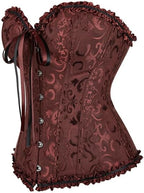Moonight Corsets for Women Renaissance Floral Lace up Boned Overbust Corset Bustier Shapewear