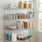 6 Pcs 18" W x 9" H Wire Shelf Divider Chrome Plated Steel Wire Rack Divider for Shelving Metal Accessories for Bathroom Kitchen Office Pantry Room Storage Organization, Silver