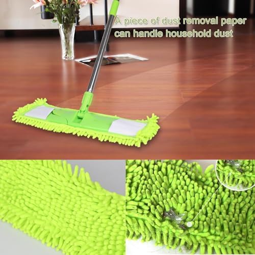 4Pcs Soft Flat Mop Refill Pads, High Absorption Cloth for Multi-Surface Floor Cleaning, 15.35-inch Board Compatible, Green