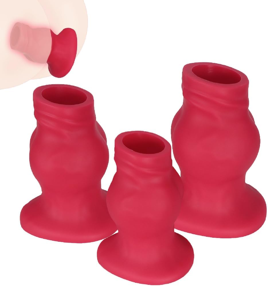 Hollow Anal Fist Sex Sleeve, Red XXL Thick Anal Expander - Anal Plug - Anal Speculum Large Butt Plug Expansion Vagina Dilator Prostate Massage Tunnel Enema Douche Sex Toys for Women Men (M)
