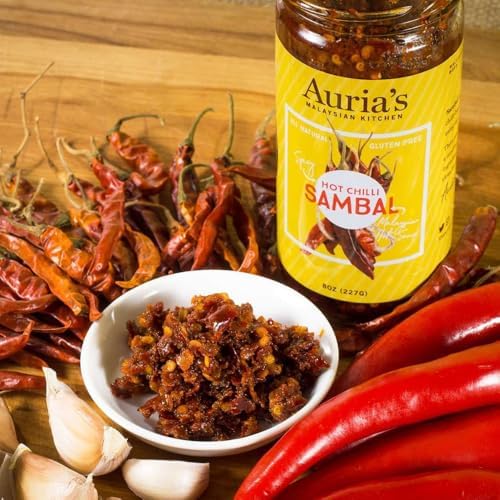 Auria’s Malaysian Kitchen Sambal 8oz - Authentic Southeast Asian Chili Paste, Small Batch, Handmade in NYC (Hot Chili Sambal)