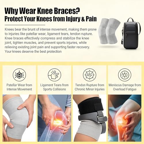 Bamboo Charcoal Compression Knee Sleeve - Elastic Knee Braces for Men & Women - Breathable Knee Support for Arthritis, Running, Workout, Joint Pain Relief(Gray, Large)