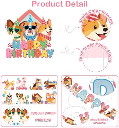 35PCS Dog Birthday Decorations - Easy Setup - Includes Banner, Hanging Swirls, Honeycomb & Cake Topper - Designed For Dog Lovers