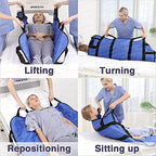Positioning Bed Pad with Reinforced Handles 43" x 36" Patient Transfer Sheet Aid Assistant for Body Lifting, Turning, Repositioning, for Elderly, Incontinence, Caregiver, Blue