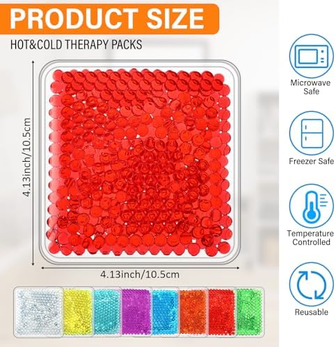 TrelaCo 32 Pack Small Ice Packs for Injuries Reusable Hot and Cold Mini Boo Boo Gel Bead Ice Packs for Breastfed Injury Pain Relief Headache Tired Eyes, 8 Colors