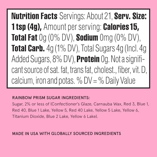 Fancy Sprinkles Summer Vibes Collection Rainbow Prism Fancy Sugar Full Spectrum of Rich Gemstone-Colored Sugar Crystals 1 Pack (4.6 OZ)