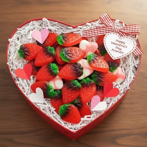 SweetGourmet Giant Strawberries With Cream | Bulk Gummy Candy | 1 Pound