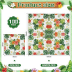 NatNarr 100pcs Hawaiian Napkins, 2-Ply Tropical Paper Napkins Disposable Luau Hibiscus Floral Cocktail Napkin for Aloha Birthday Decorations, Summer BBQ, Pool and Beach Party, 5 Inch