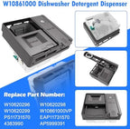 UPGRADED W10861000 W10620296 WDT730PAHZ0 KDTE104ESS4 WDT970SAHZ0 WDT750SAHZ0 Dishwasher Detergent Dispenser Compatible With Whirlpool Maytag Kitchenaid Dishwasher Soap Dispenser Replacement Parts