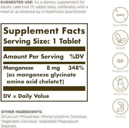 Chelated Manganese Solgar 100 Tabs